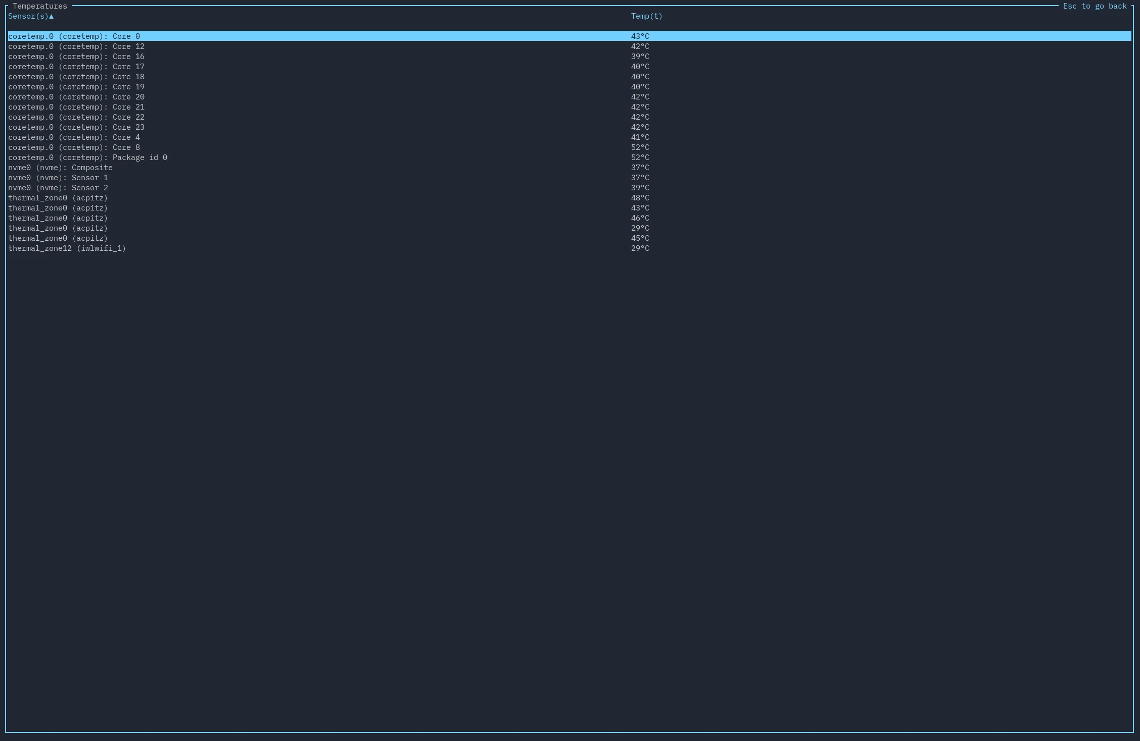 A picture of an expanded temperature widget.