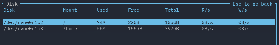 Disk widget with just disk name filter