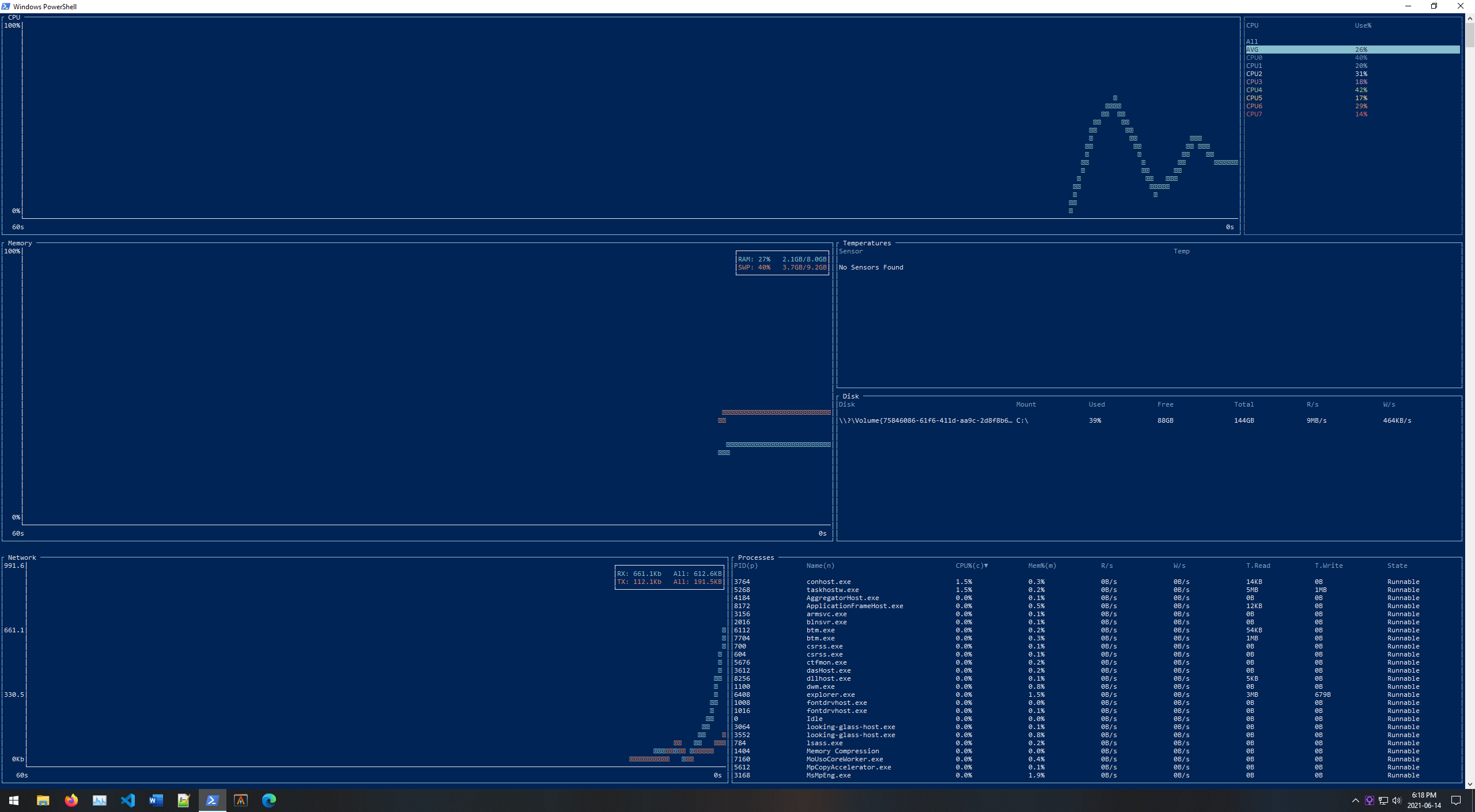 Example of a terminal with no braille font.