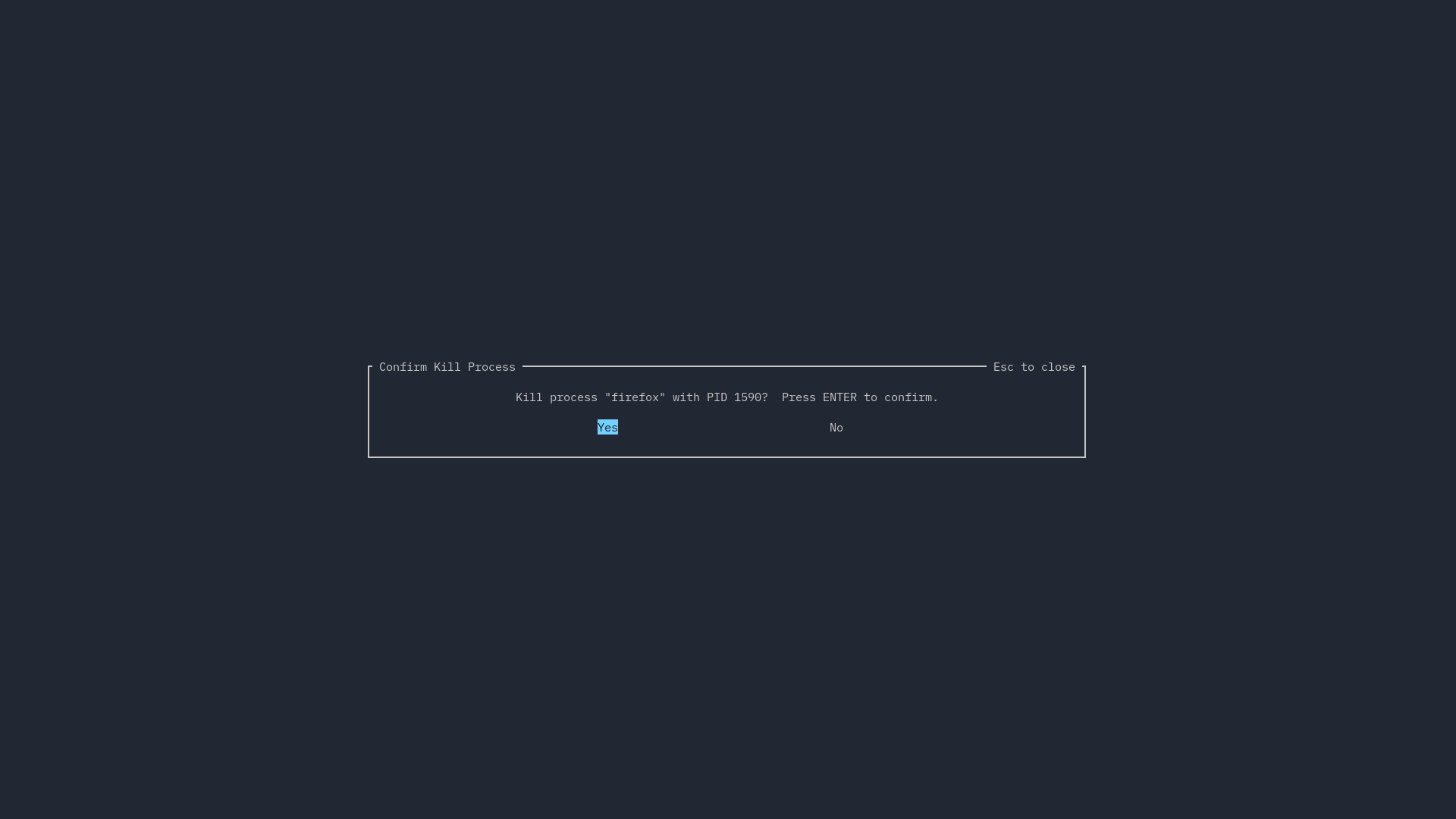 A picture of the process kill menu on Windows.